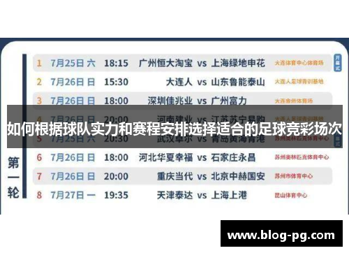 如何根据球队实力和赛程安排选择适合的足球竞彩场次